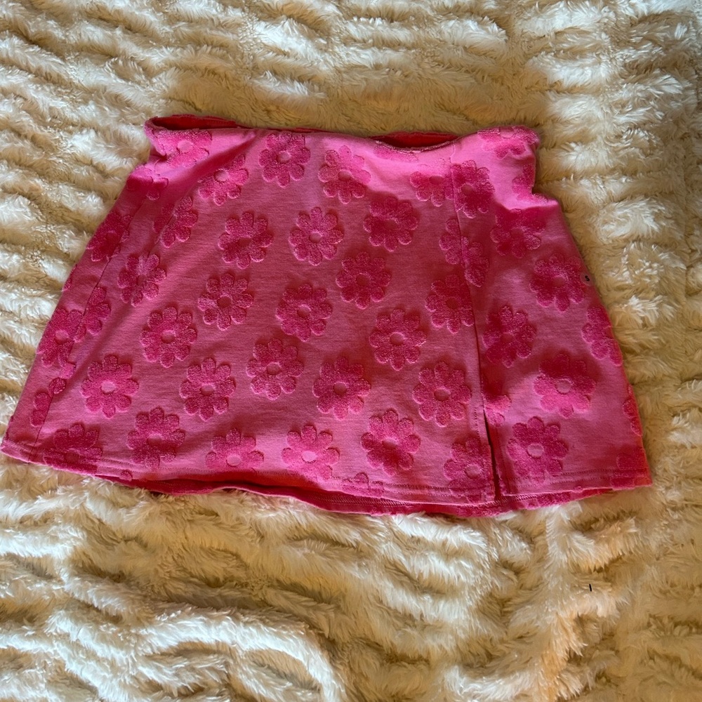 Hot pink mini skirt with flowers - AEO - size small